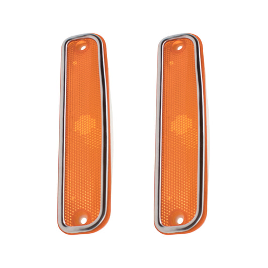 Brock Replacement Driver and Passenger Set Front Signal Side Marker Lights with Chrome Trim Compatible with 1973-1980 C/K Pickup Truck Suburban Blazer Jimmy 6270434