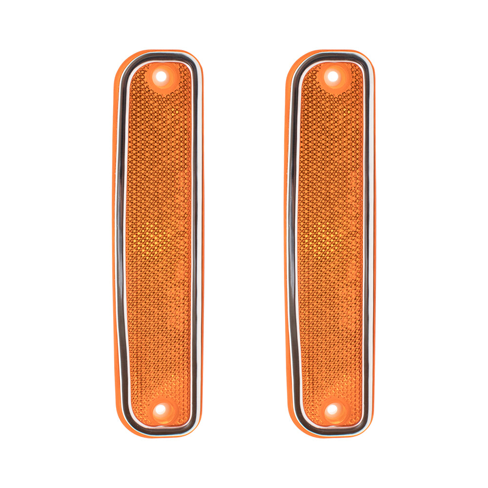 Brock Replacement Driver and Passenger Set Front Signal Side Marker Lights with Chrome Trim Compatible with 1973-1980 C/K Pickup Truck Suburban Blazer Jimmy 6270434