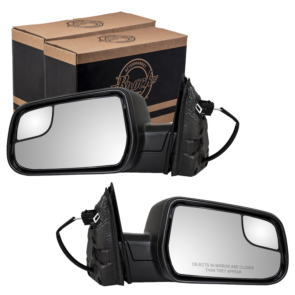 Brock Replacement Driver and Passenger Set Power Side Door Mirrors Textured w/ Spotter Glass Compatible with 2010-2014 Equinox Terrain