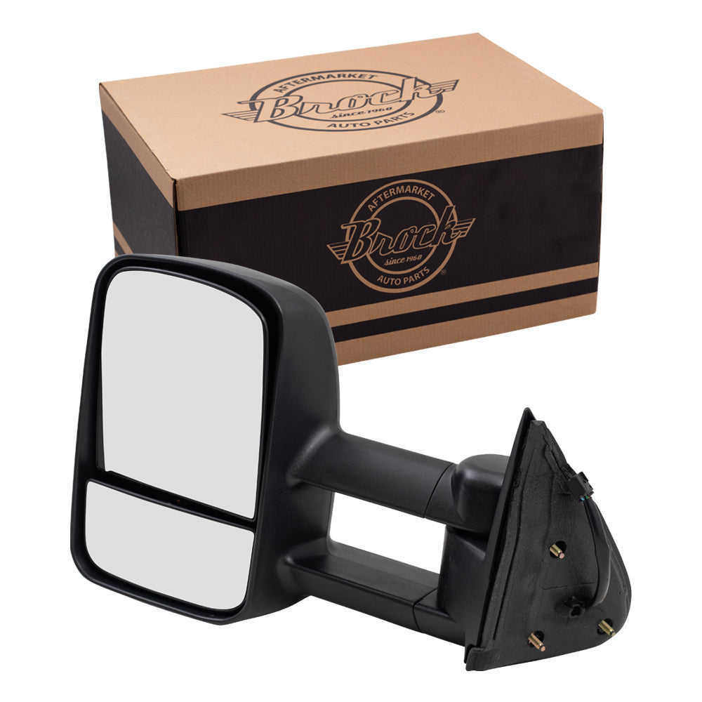 Brock Replacement Driver Power Performance Upgrade Tow Mirror Heated Manual Telescopic Tow Arms Compatible with 1999-2002 Silverado Sierra Pickup Truck
