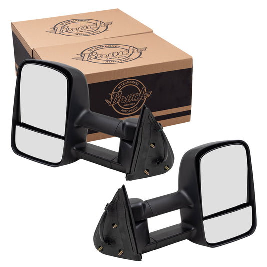 Brock Replacement Set Power Performance Upgrade Tow Mirror Heated Manual Telescopic Tow Arms Compatible with 1999-2002 Silverado Sierra Pickup Truck