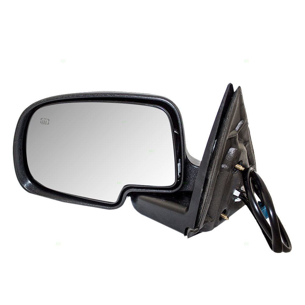 Brock Replacement Driver Power Side Door Mirror Heated with Black Cover Compatible with 2003-2007 Silverado Sierra Pickup Truck
