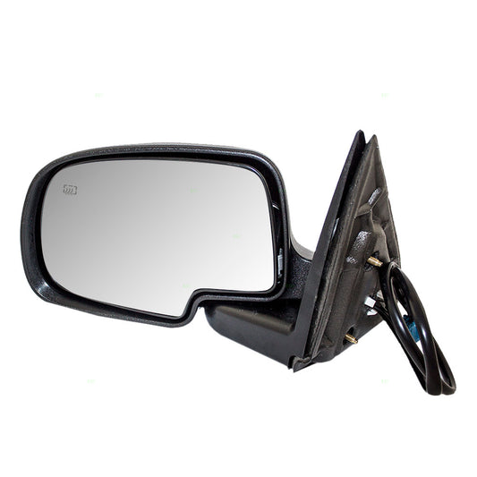 Brock Replacement Driver Power Side Door Mirror Heated with Black Cover Compatible with 2003-2007 Silverado Sierra Pickup Truck