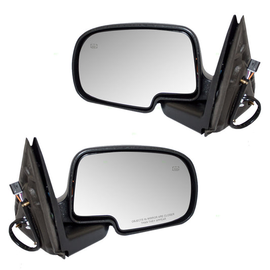 Brock Replacement Driver and Passenger Set Power Side Door Mirrors Heated Chrome Cap Compatible with 1999-2002 Silverado Sierra Pickup Truck