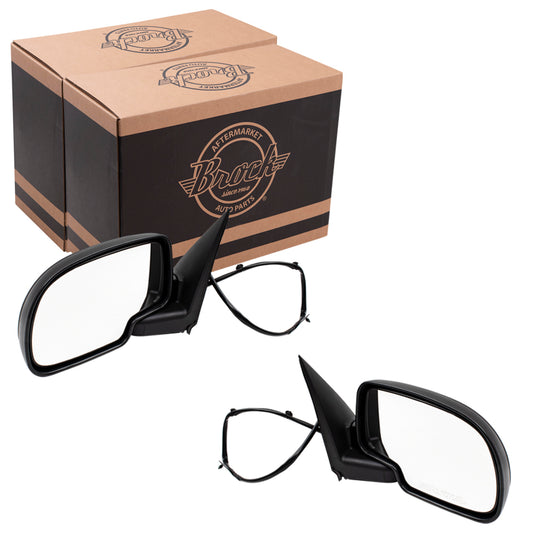 Brock Replacement Set Power Side Door Mirrors Heated Textured Cover Compatible with 2003-2006 Silverado Sierra 2007 Classic Pickup Truck