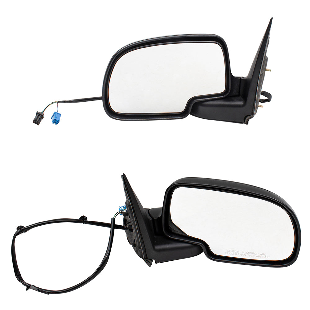 Brock Replacement Set Power Side Door Mirrors Heated Textured Cover Compatible with 2003-2006 Silverado Sierra 2007 Classic Pickup Truck