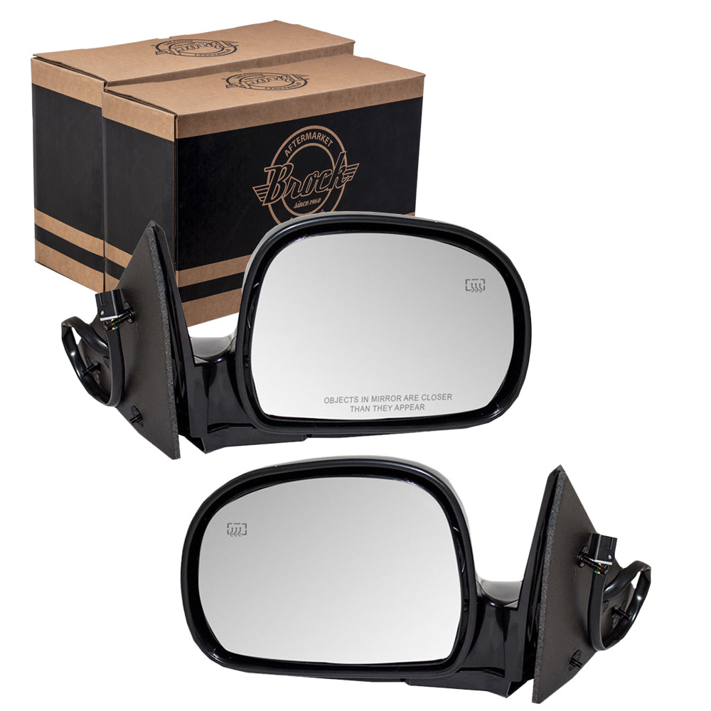 Brock Replacement Set Power Side Door Mirrors Heated Compatible with 1998 Blazer Jimmy Envoy Bravada S10 Sonoma Pickup