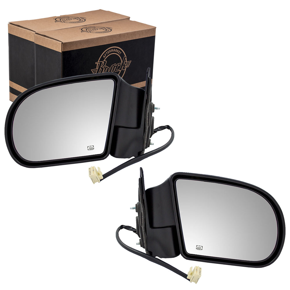 Brock Replacement Set Power Mirrors Heated w/ Metal Base Compatible with Blazer Jimmy Envoy Bravada S10 Sonoma