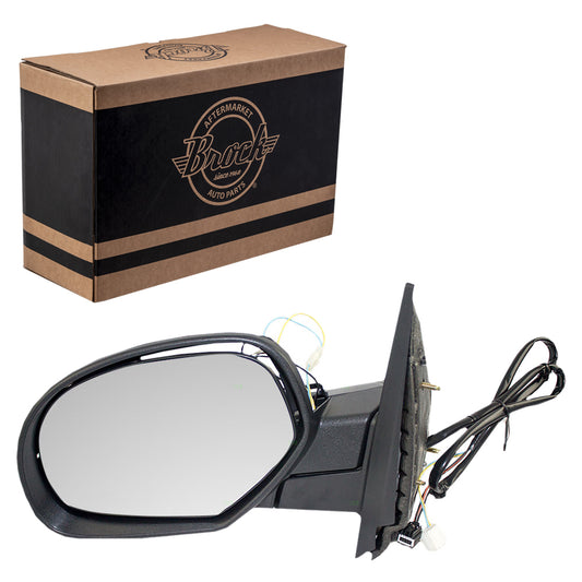 Brock Replacement Driver Power Folding Side Door Mirror Heated Compatible with 2007-2013 Silverado Sierra Pickup Truck