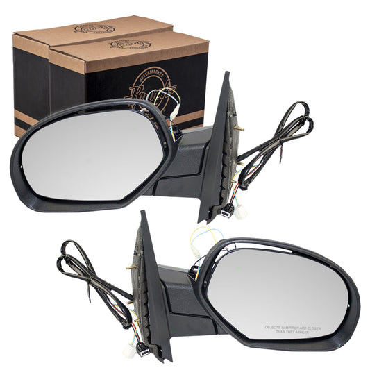 Brock Replacement Driver and Passenger Set Power Folding Side Door Mirrors Heated Compatible with 2007-2013 Silverado Sierra Pickup Truck