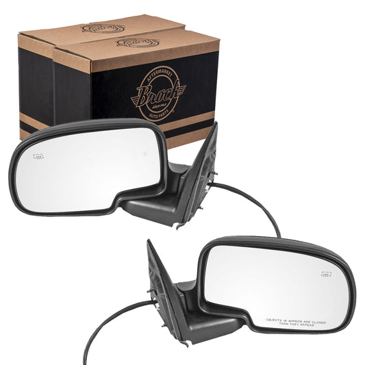 Brock Replacement Set Power Mirrors Heated Compatible with Silverado Sierra & C3 Pickup Suburban Escalade Yukon/XL Tahoe Avalanche