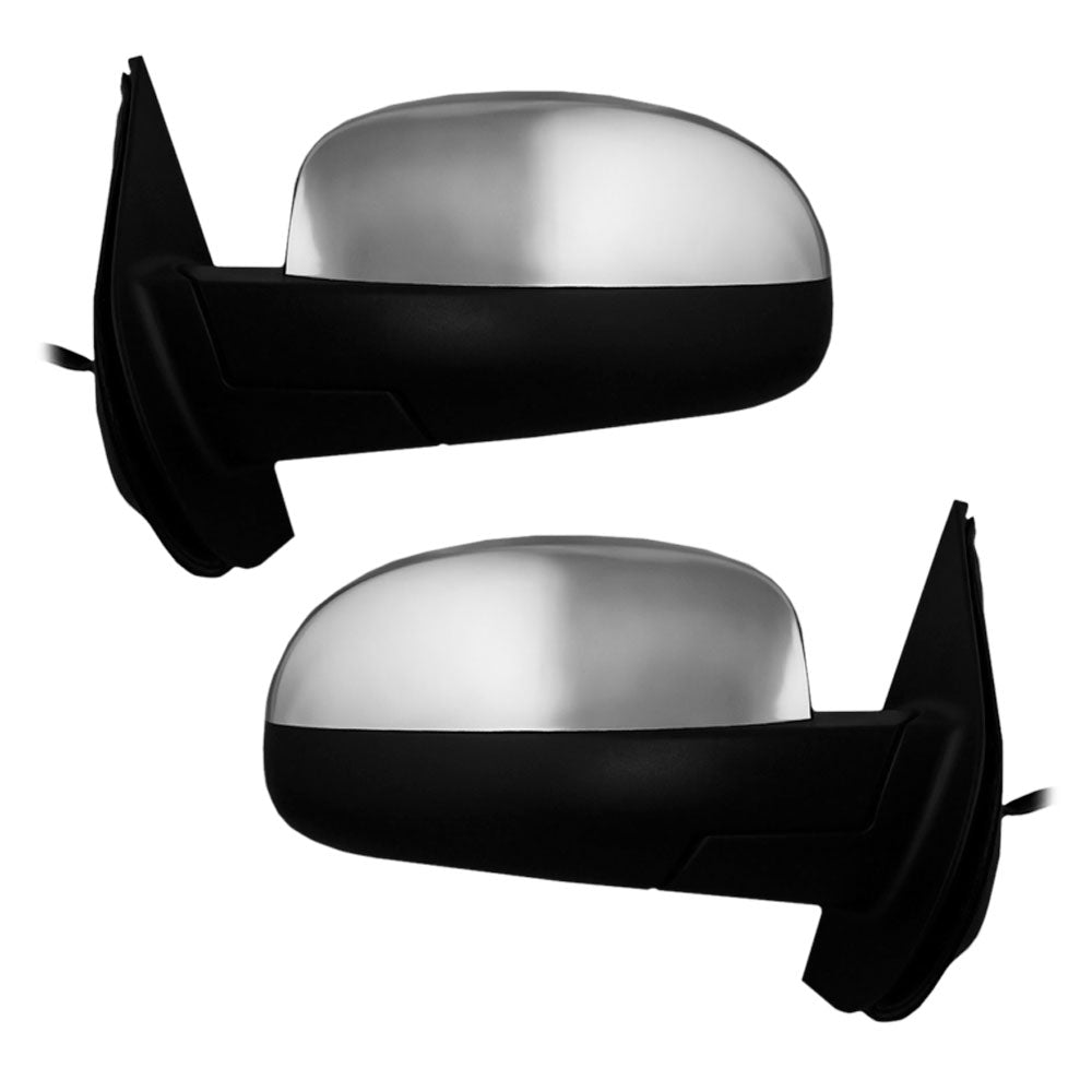 Brock Replacement Set Power Side Door Mirrors Heated with Brushed Chrome Cover Compatible with 2007-2014 Silverado Sierra Pickup Truck