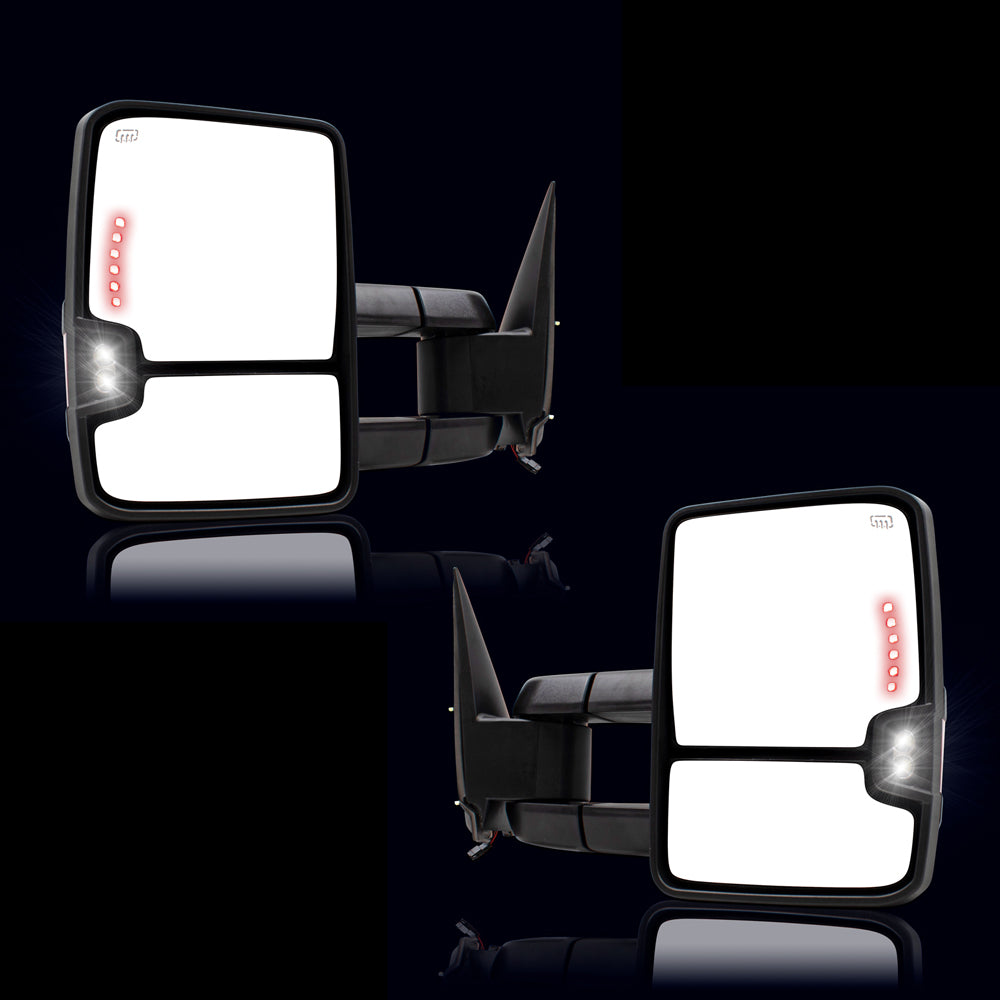 Brock Replacement Set Performance Upgrade Power Mirrors Heated Telescopic Tow Amber External Signal Compatible with 99-02 Silverado Sierra Avalanche Suburban Yukon/XL Escalade