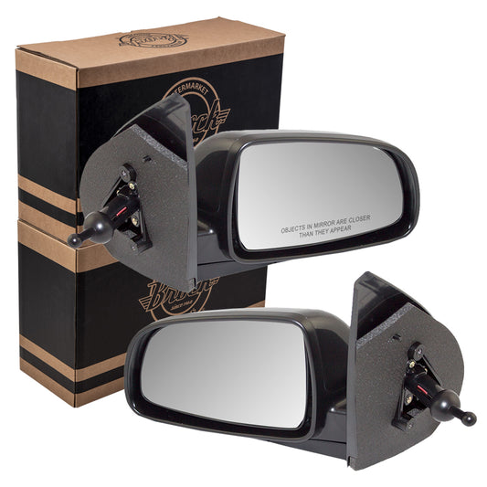 Brock Replacement Driver and Passenger Set Manual Remote Side Door Mirrors Compatible with 2007-2011 Aveo Sedan 96600801 96458087