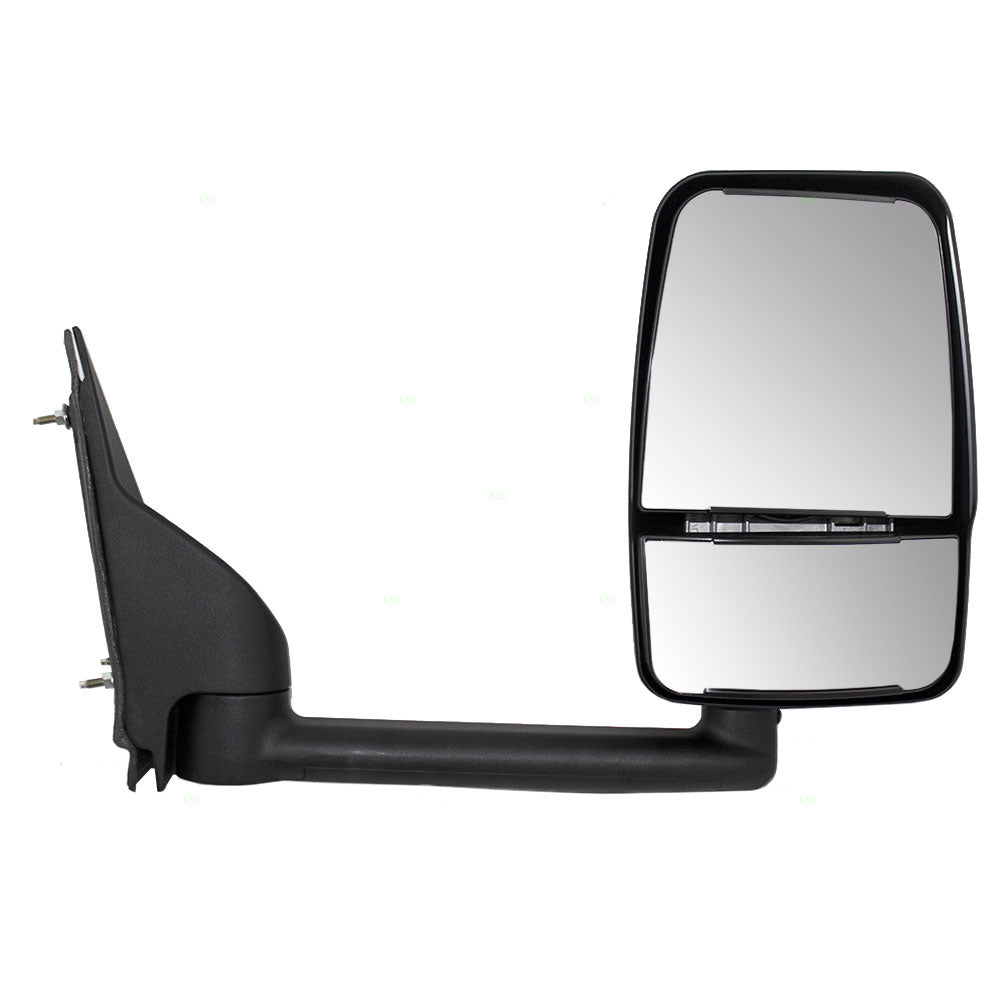 Brock Aftermarket Replacement Passenger Right Manual Tow Mirror Textured Black With Dual Glass Compatible With 2008-2022 Chevy Express