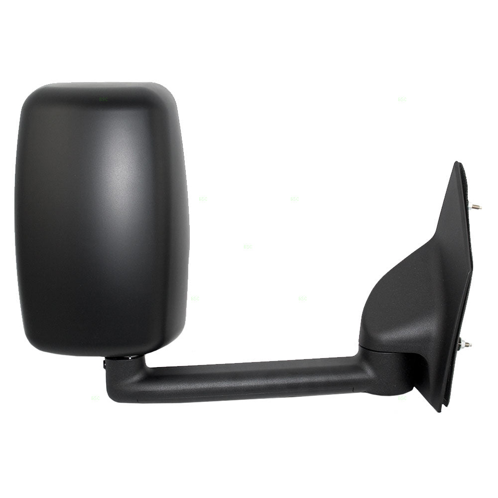 Brock Aftermarket Replacement Passenger Right Manual Tow Mirror Textured Black With Dual Glass Compatible With 2008-2022 Chevy Express