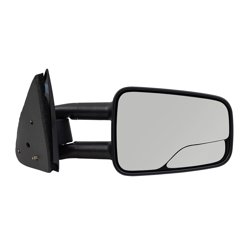 Brock Replacement Passenger Manual Telescopic Tow Mirror with Spotter Glass Compatible with 1999-2007 Silverado Sierra Pickup Truck