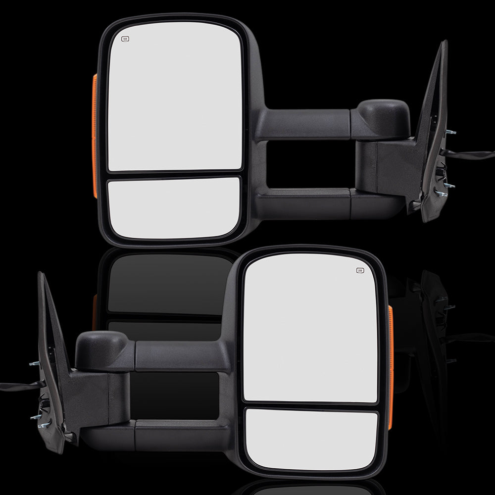 Brock Replacement Set Tow Telescopic Mirrors Power Heated External Signal Performance Upgrade Compatible with 2003-2006 Silverado Sierra Yukon Escalade
