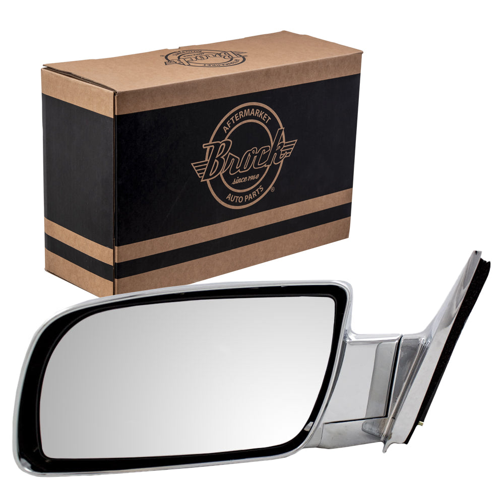 Brock Replacement Driver Manual Chrome Specialty Mirror Compatible with C/K Pickup Suburban Blazer Yukon Tahoe