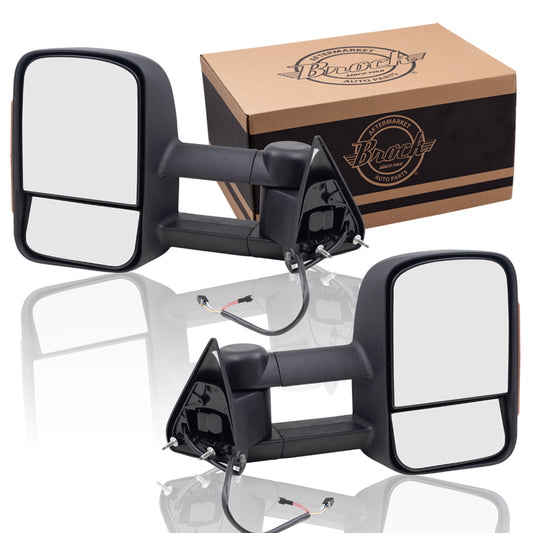 Brock Replacement Set Performance Telescopic Tow Power Textured Mirrors Compatible with 88-00 C/K Pickup Suburban Blazer Tahoe Yukon