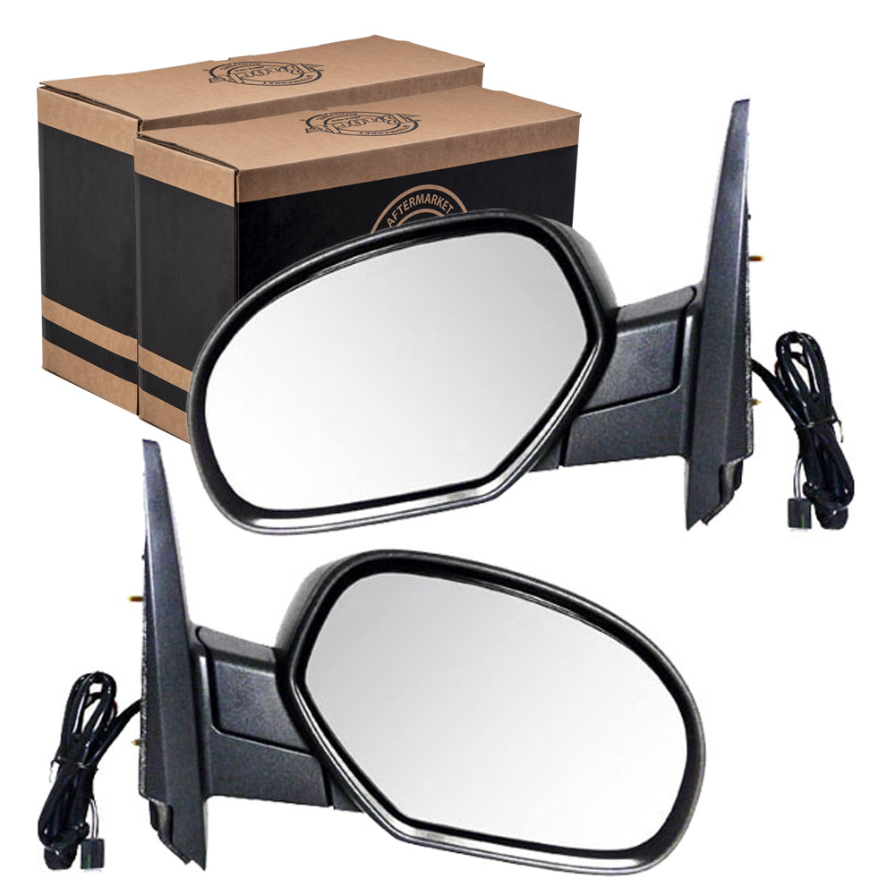 Replacement Set Driver and Passenger Power Side Door Mirrors Heated Puddle Lamp Textured Compatible with 2007-2013 Silverado Sierra Avalanche Pickup Truck