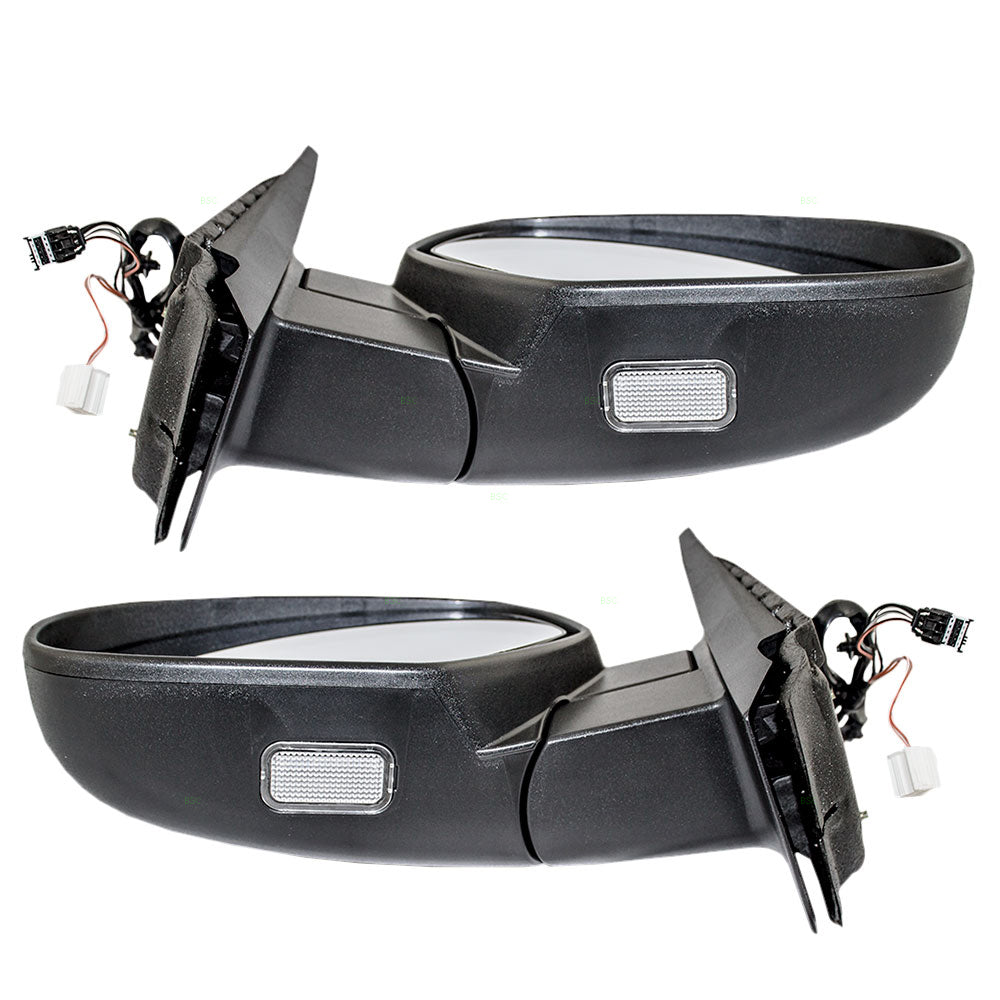 Replacement Set Driver and Passenger Power Side Door Mirrors Heated Puddle Lamp Textured Compatible with 2007-2013 Silverado Sierra Avalanche Pickup Truck