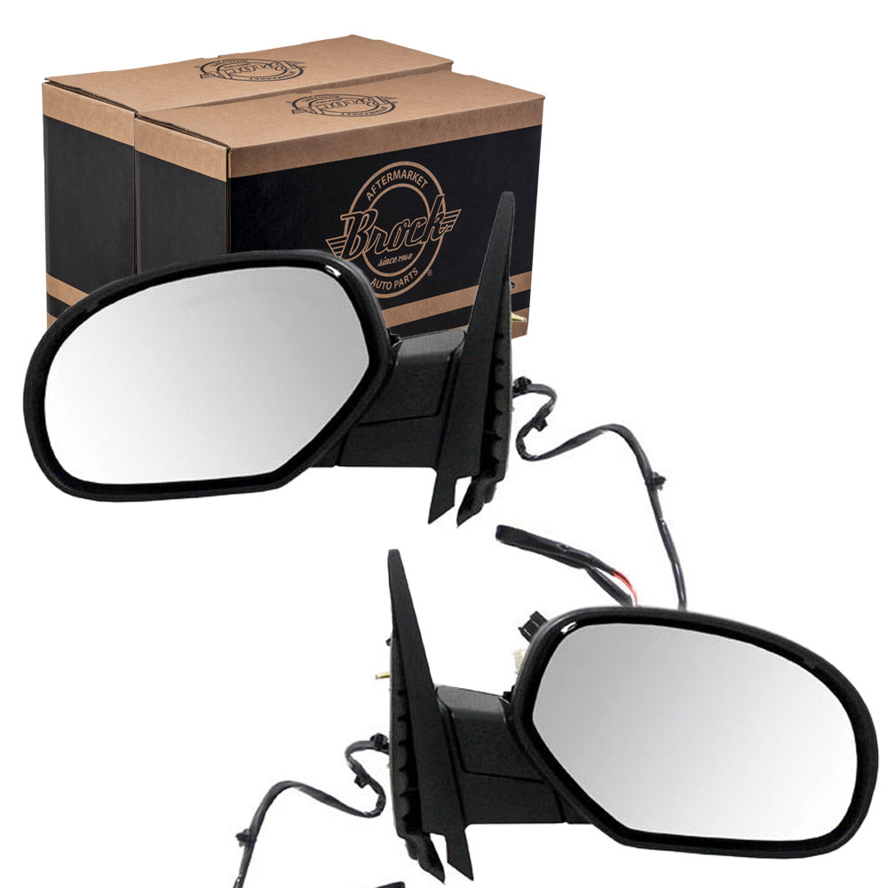 Replacement Set Driver and Passenger Power Side Door Mirrors Heated Puddle Lamp Manual Folding Compatible with 2007-2013 Silverado Sierra Avalanche Pickup