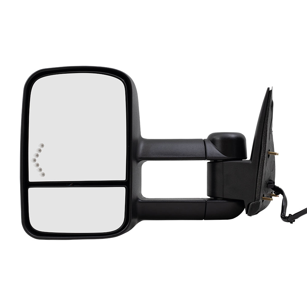 Brock Replacement Driver and Passenger Power Tow Telescopic Side Door Mirrors Heated Signal On Glass Compatible with 2003-2006 Silverado Sierra Avalanche Pickup
