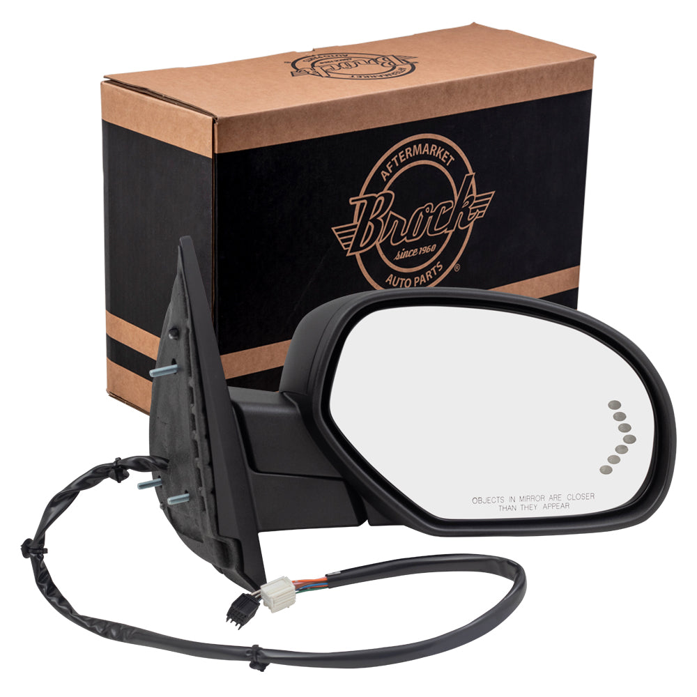 Replacement Passenger Power Side Door Mirror Heated Memory Puddle Lamp Signal on Glass Compatible with 2007-2014 Silverado Pickup Truck