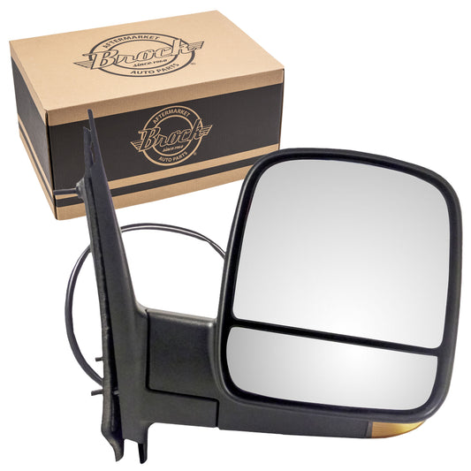 Brock Aftermarket Replacement Passenger Right Power Mirror Textured Black With Heat-Signal-Dual Glass Compatible With 2008-2022 Chevy Express