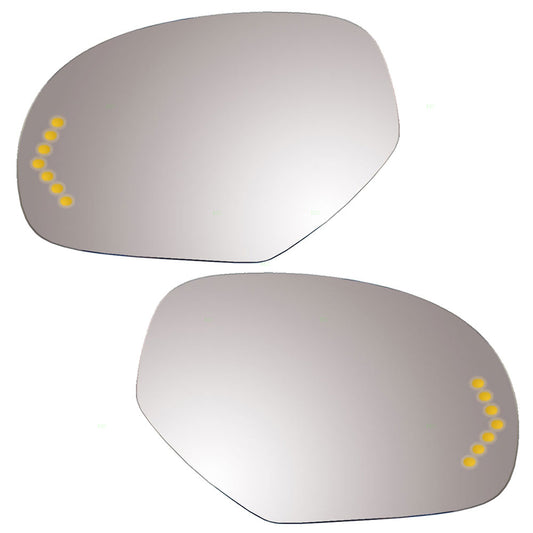 Replacement Set Driver and Passenger Power Side Door Mirror Glass Heated Signal Compatible with 2007-2014 Silverado Sierra Pickup Truck