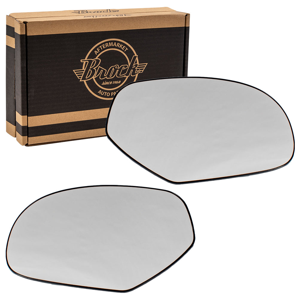 Brock Replacement Set Driver and Passenger Power Side Door Mirror Glass with Bases Compatible with Silverado Sierra Escalade SUV Pickup Truck