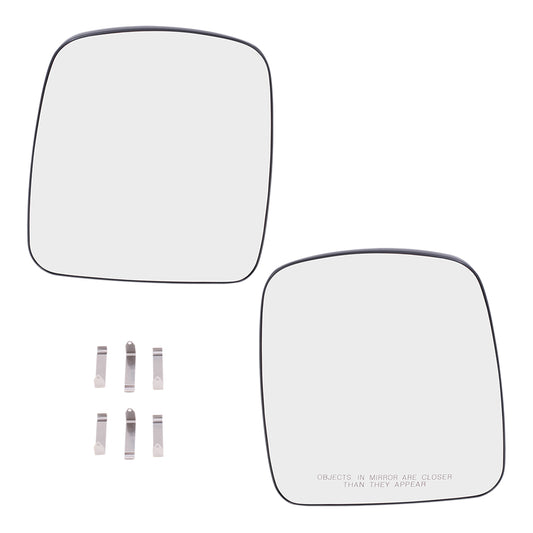 Brock Replacement Driver and Passenger Side Mirror Glass and Base with Heat Set Compatible with 2003-2007 Express