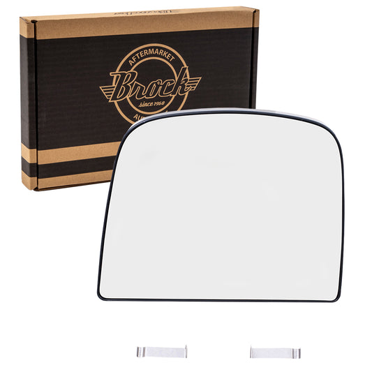 Brock Aftermarket Replacement Driver Left Upper Mirror Glass and Base With Heat Compatible With 2008-2022 Chevy Express