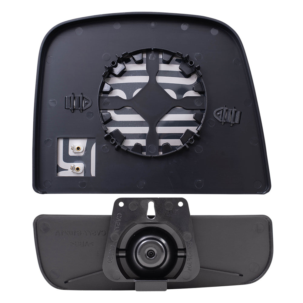 Brock Aftermarket Replacement Driver Left Upper and Lower Mirror Glass and Base With Heat Set Compatible With 2008-2022 Chevy Express