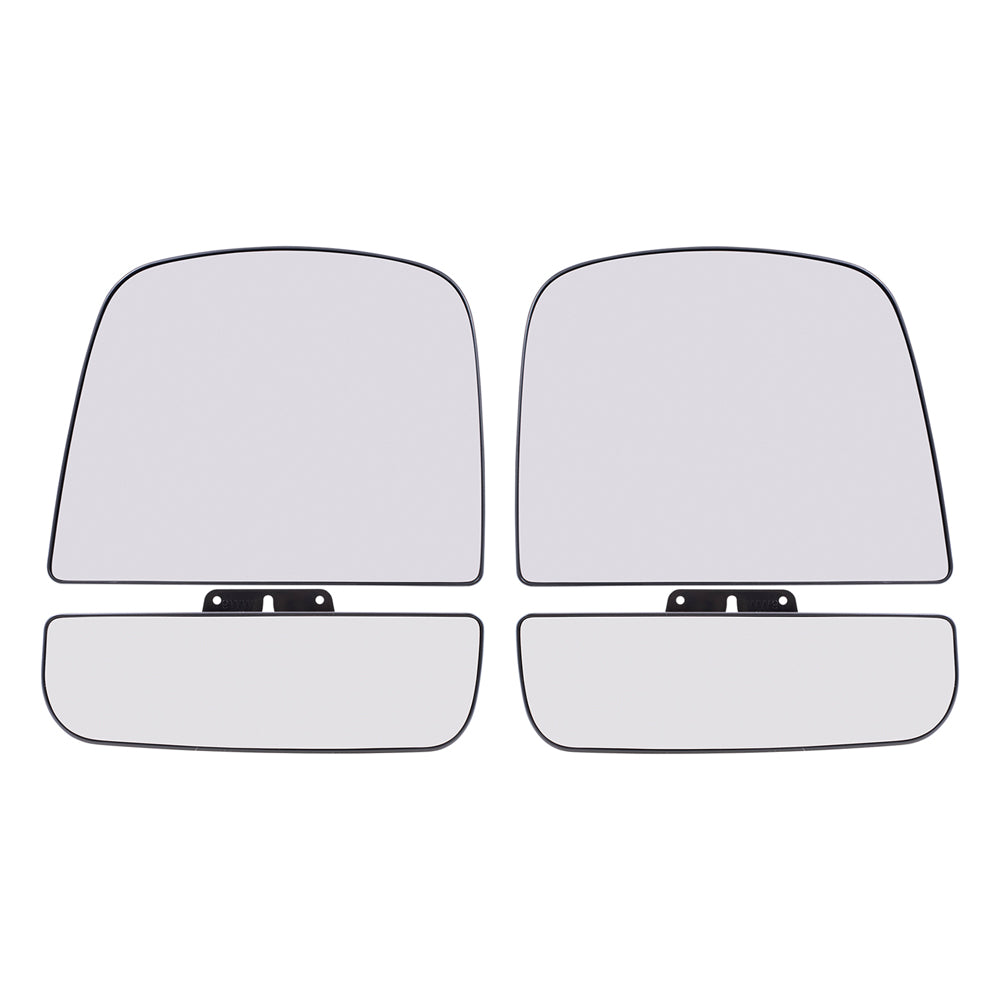 Brock Aftermarket Replacement Driver Left Passenger Right Upper and Lower Mirror Glass and Base Without Heat 4 Piece Set Compatible With 2008-2022 Chevy Express