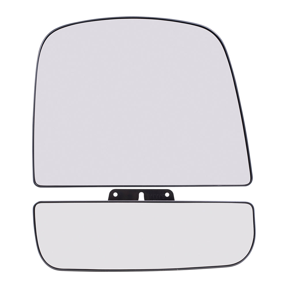 Brock Aftermarket Replacement Passenger Right Upper and Lower Mirror Glass and Base Without Heat Set Compatible With 2008-2022 Chevy Express