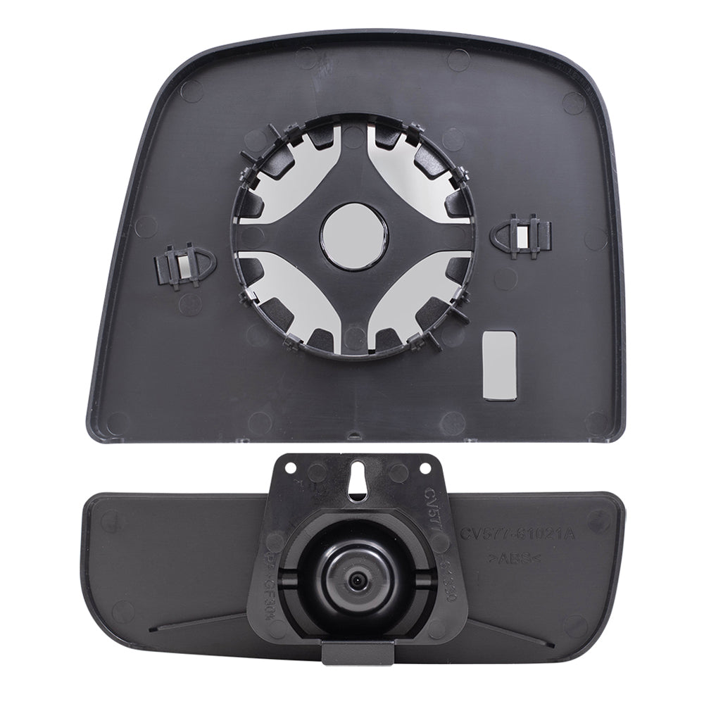 Brock Aftermarket Replacement Passenger Right Upper and Lower Mirror Glass and Base Without Heat Set Compatible With 2008-2022 Chevy Express
