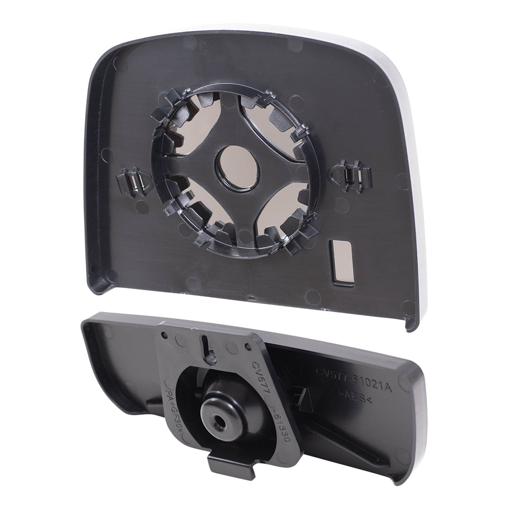 Brock Aftermarket Replacement Passenger Right Upper and Lower Mirror Glass and Base Without Heat Set Compatible With 2008-2022 Chevy Express