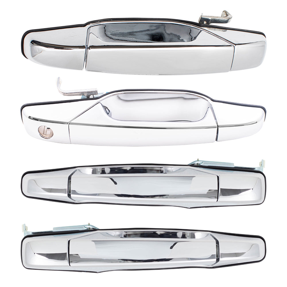 Brock Replacement Front & Rear Outside Chrome Door Handles 4 Piece Set Compatible with 2007-2013 Avalanche/Escalade EXT/Sierra Denali & 2007-2014 Silverado/Sierra/Escalade/Escalade ESV/Tahoe/Yukon
