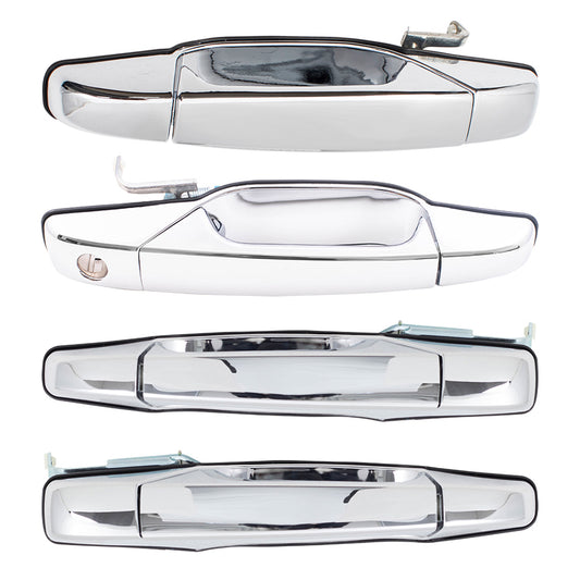 Brock Replacement Front & Rear Outside Chrome Door Handles 4 Piece Set Compatible with 2007-2013 Avalanche/Escalade EXT/Sierra Denali & 2007-2014 Silverado/Sierra/Escalade/Escalade ESV/Tahoe/Yukon