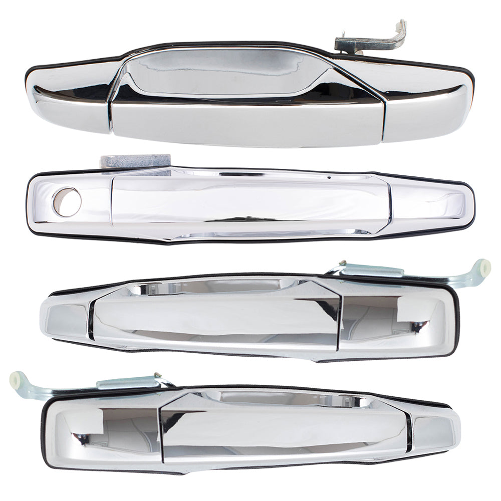 Brock Replacement Front & Rear Outside Chrome Door Handles 4 Piece Set Compatible with 2007-2013 Avalanche/Escalade EXT/Sierra Denali & 2007-2014 Silverado/Sierra/Escalade/Escalade ESV/Tahoe/Yukon