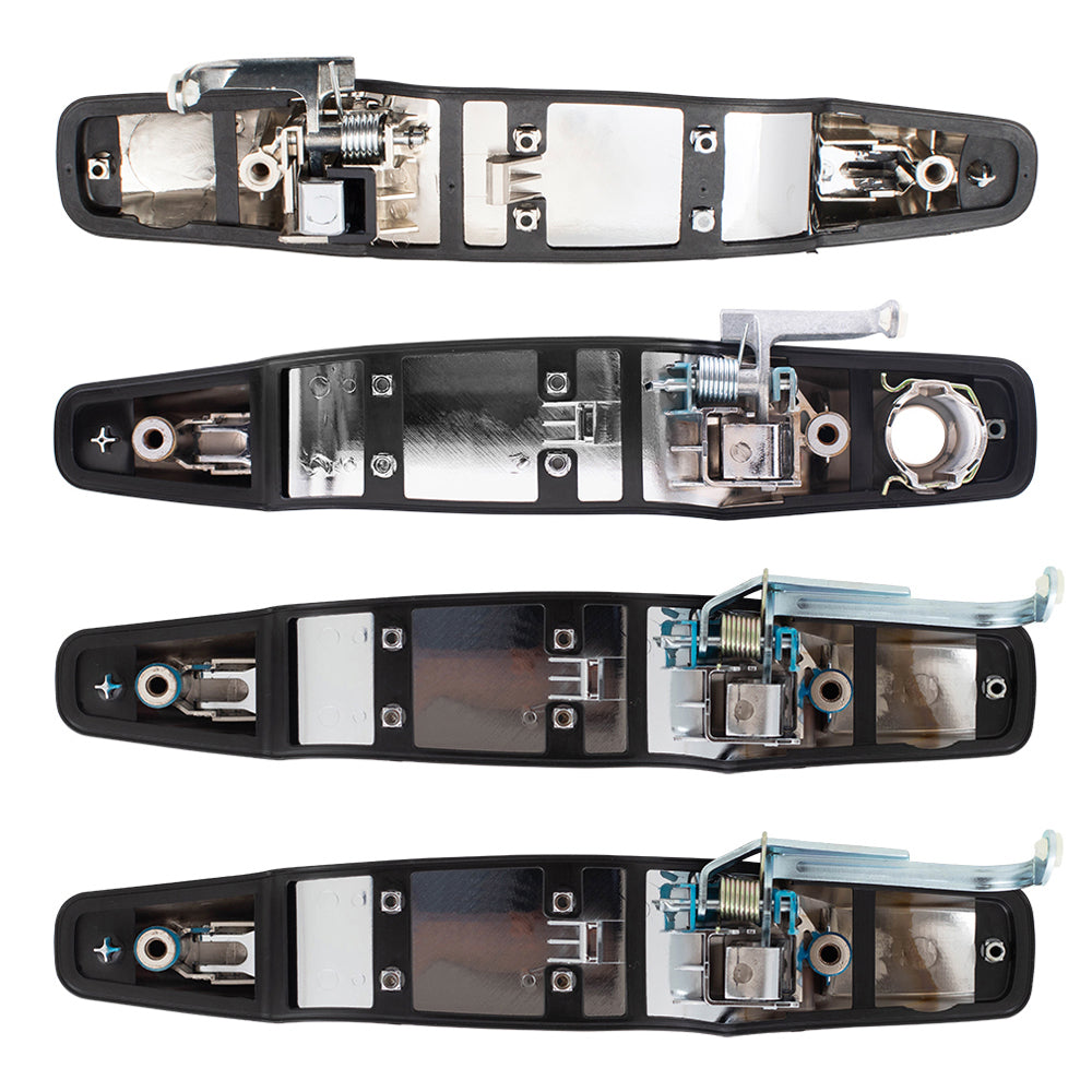 Brock Replacement Front & Rear Outside Chrome Door Handles 4 Piece Set Compatible with 2007-2013 Avalanche/Escalade EXT/Sierra Denali & 2007-2014 Silverado/Sierra/Escalade/Escalade ESV/Tahoe/Yukon