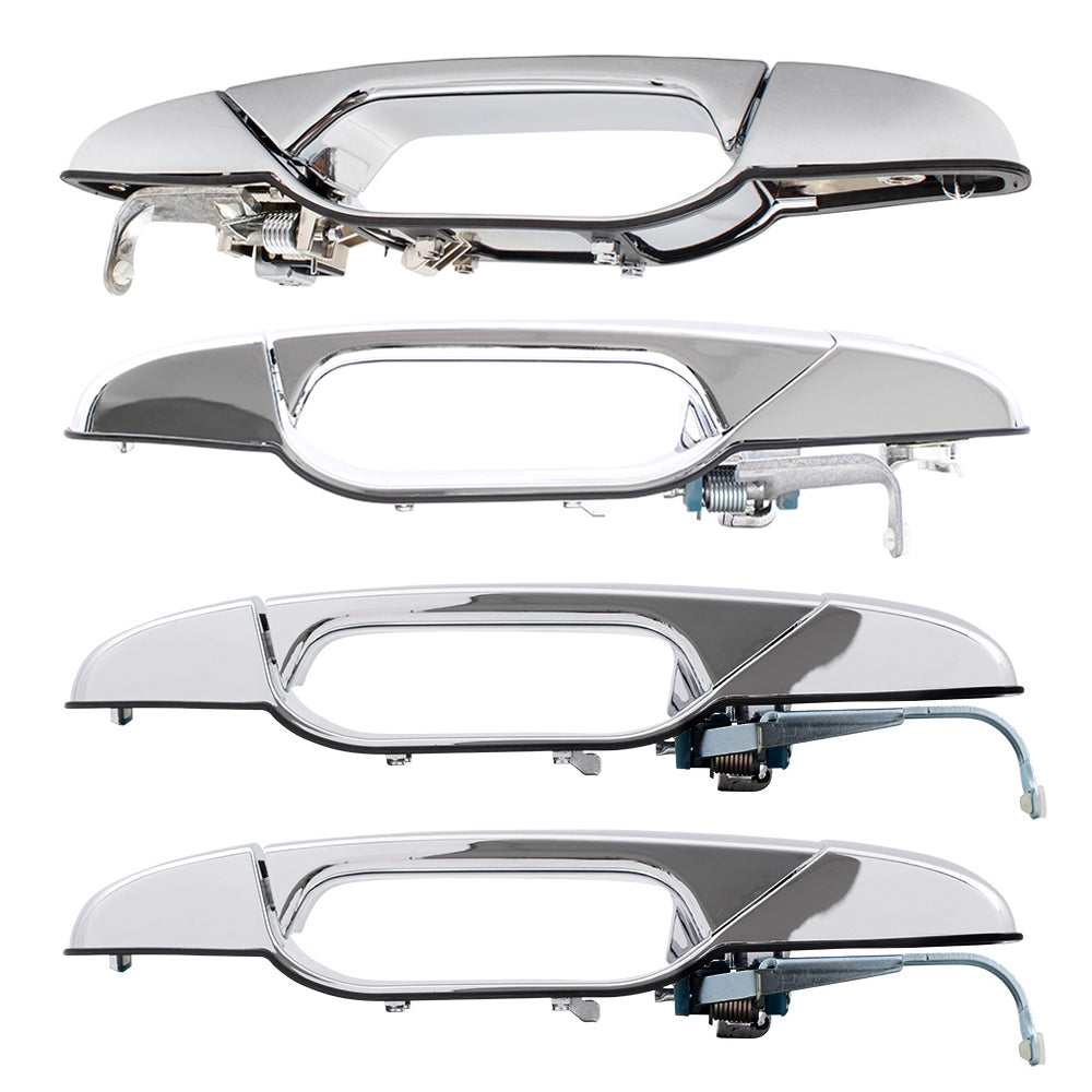 Brock Replacement Front & Rear Outside Chrome Door Handles 4 Piece Set Compatible with 2007-2013 Avalanche/Escalade EXT/Sierra Denali & 2007-2014 Silverado/Sierra/Escalade/Escalade ESV/Tahoe/Yukon