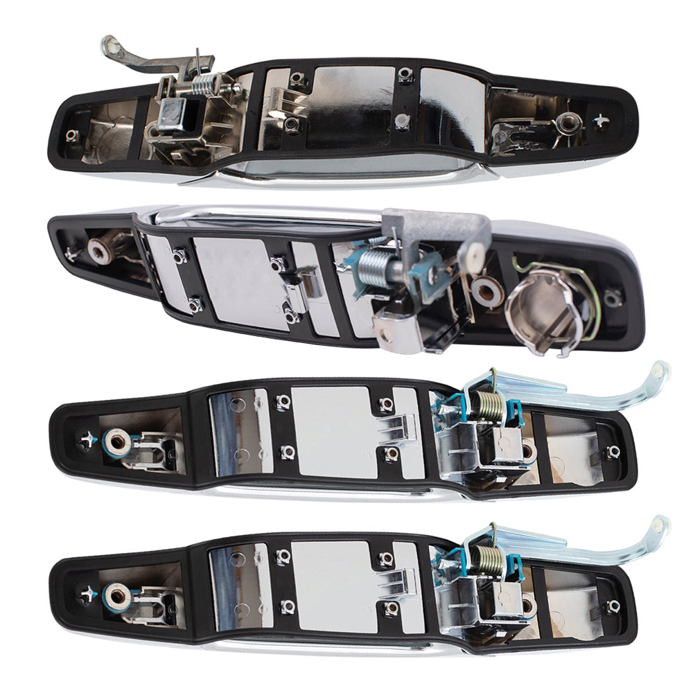 Brock Replacement Front & Rear Outside Chrome Door Handles 4 Piece Set Compatible with 2007-2013 Avalanche/Escalade EXT/Sierra Denali & 2007-2014 Silverado/Sierra/Escalade/Escalade ESV/Tahoe/Yukon