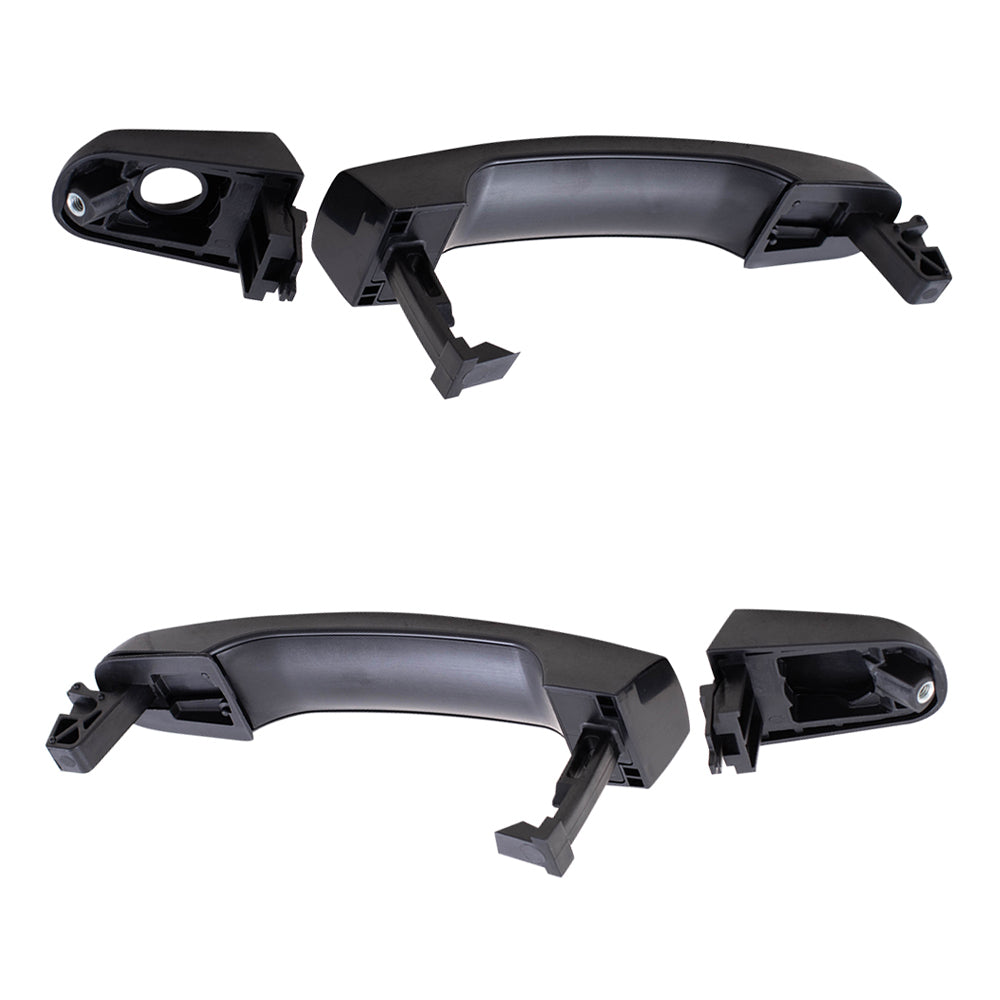 Brock Replacement Driver and Passenger Side Outside Door Handles with Cap & Textured Black Finish 4 Piece Set Compatible with 2005-2009 Equinox