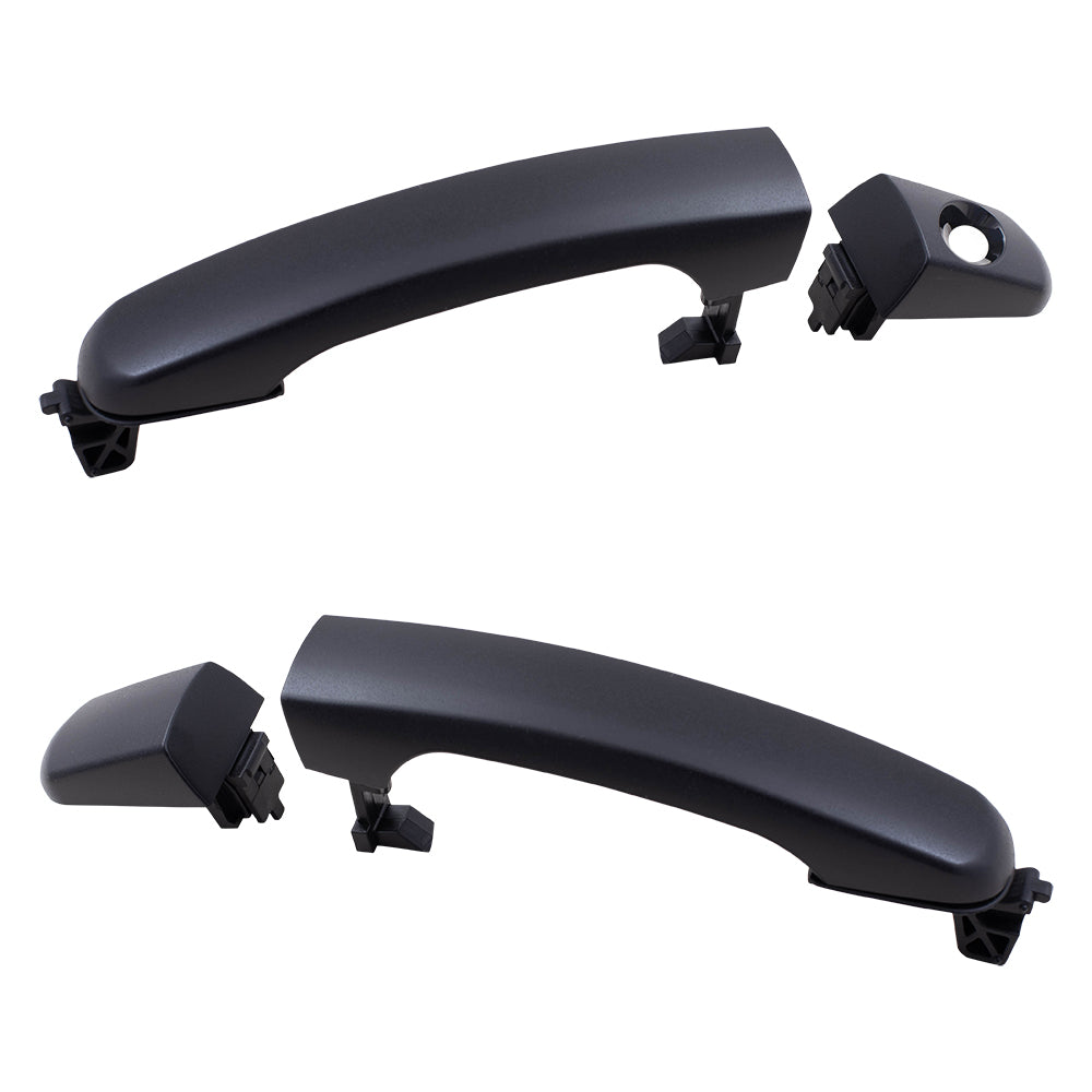 Brock Replacement Set Front Outside Door Handles w/ Cap Textured Compatible with 05-09 Equinox Malibu G6 Torrent
