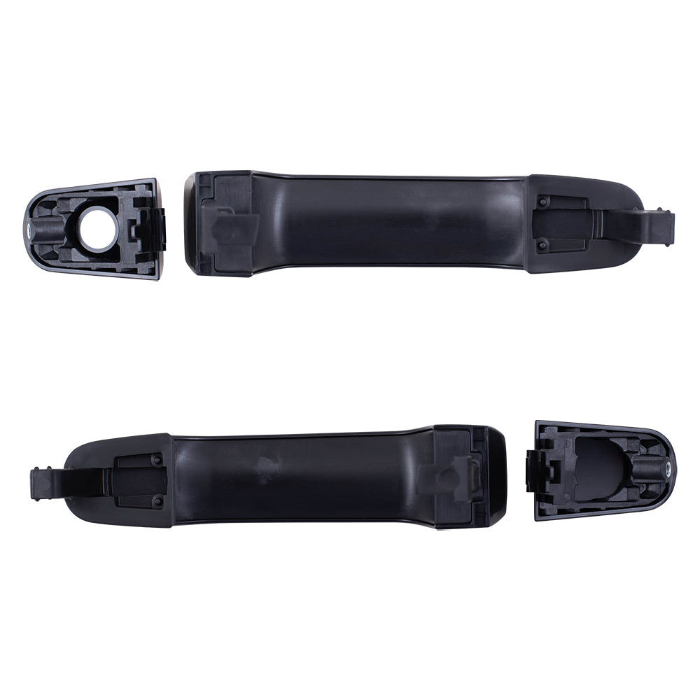 Brock Replacement Driver & Passenger Side Outside Door Handles with Cap 4 Piece Set Compatible with 2005-2009 Equinox/ 2006-2009 Torrent/ 2004-2007 Malibu/ 2008 Malibu Classic/ 2005-2010 G6