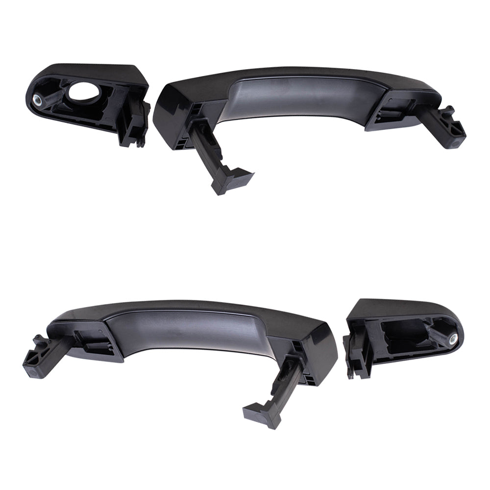 Brock Replacement Driver & Passenger Side Outside Door Handles with Cap 4 Piece Set Compatible with 2005-2009 Equinox/ 2006-2009 Torrent/ 2004-2007 Malibu/ 2008 Malibu Classic/ 2005-2010 G6