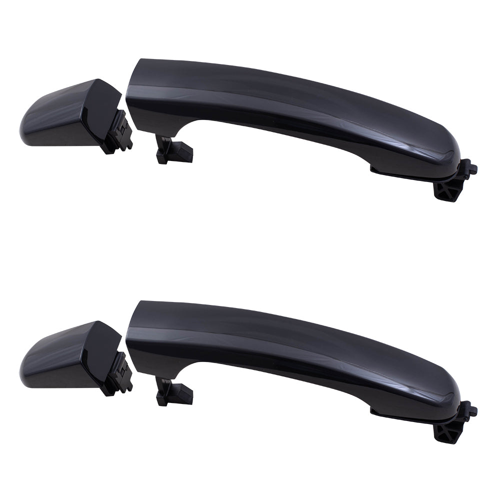 Brock Replacement Rear Driver and Passenger Side Outside Door Handles with Cap Compatible with 2005-2009 Equinox/ 2006-2009 Torrent/ 2004-2007 Malibu/ 2008 Malibu Classic/ 2005-2010 G6